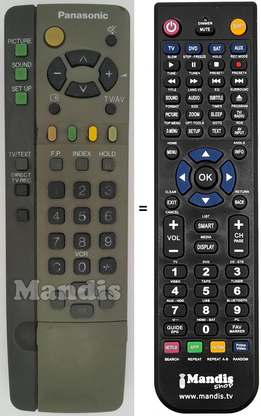 Telecomando equivalente Panasonic EUR 511200
