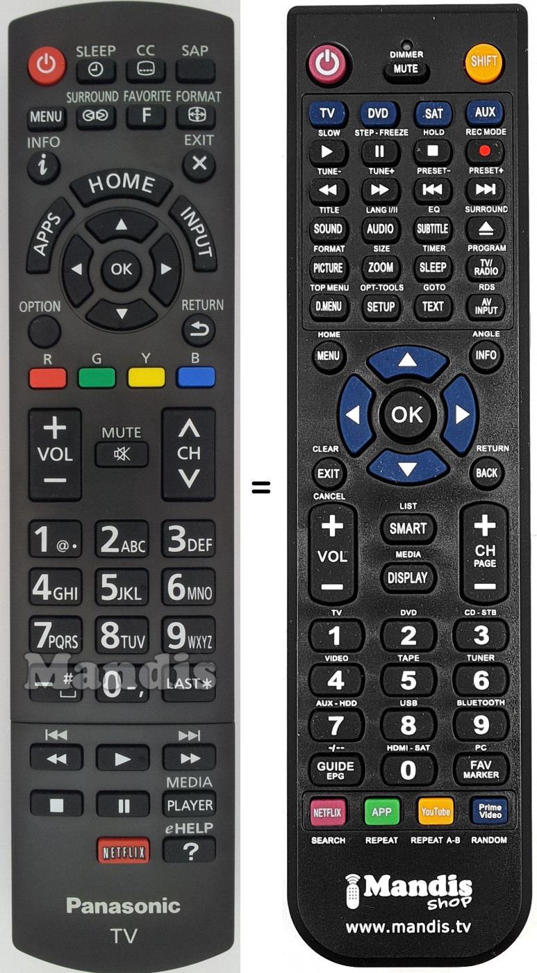 Telecomando equivalente Panasonic N2QAYB000828