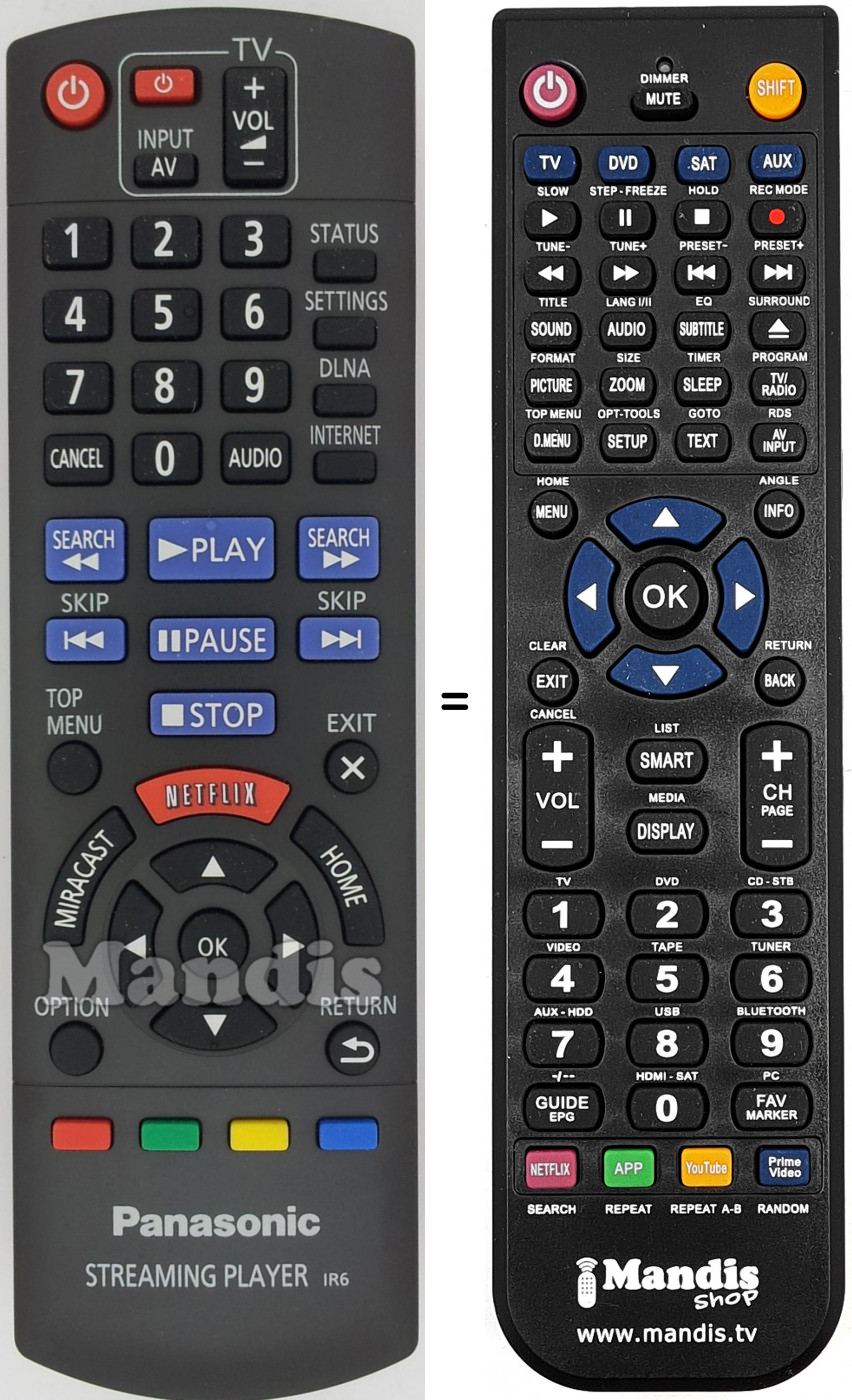 Telecomando equivalente Panasonic N2QAYB000886