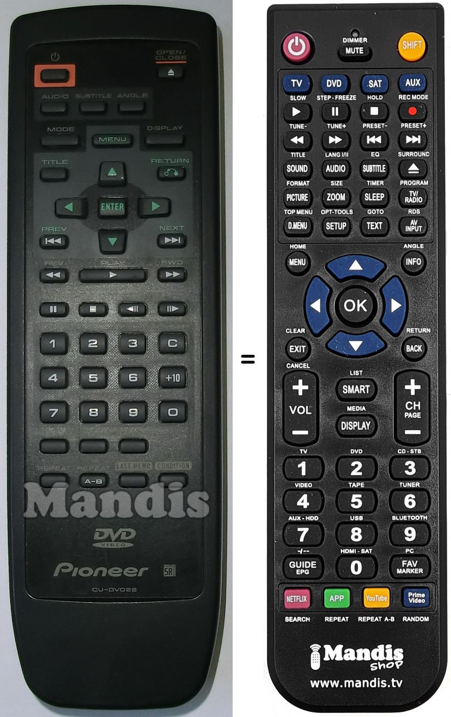 Telecomando equivalente CU-DV022
