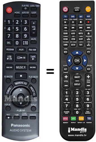 Telecomando equivalente Panasonic N2QAYB000387