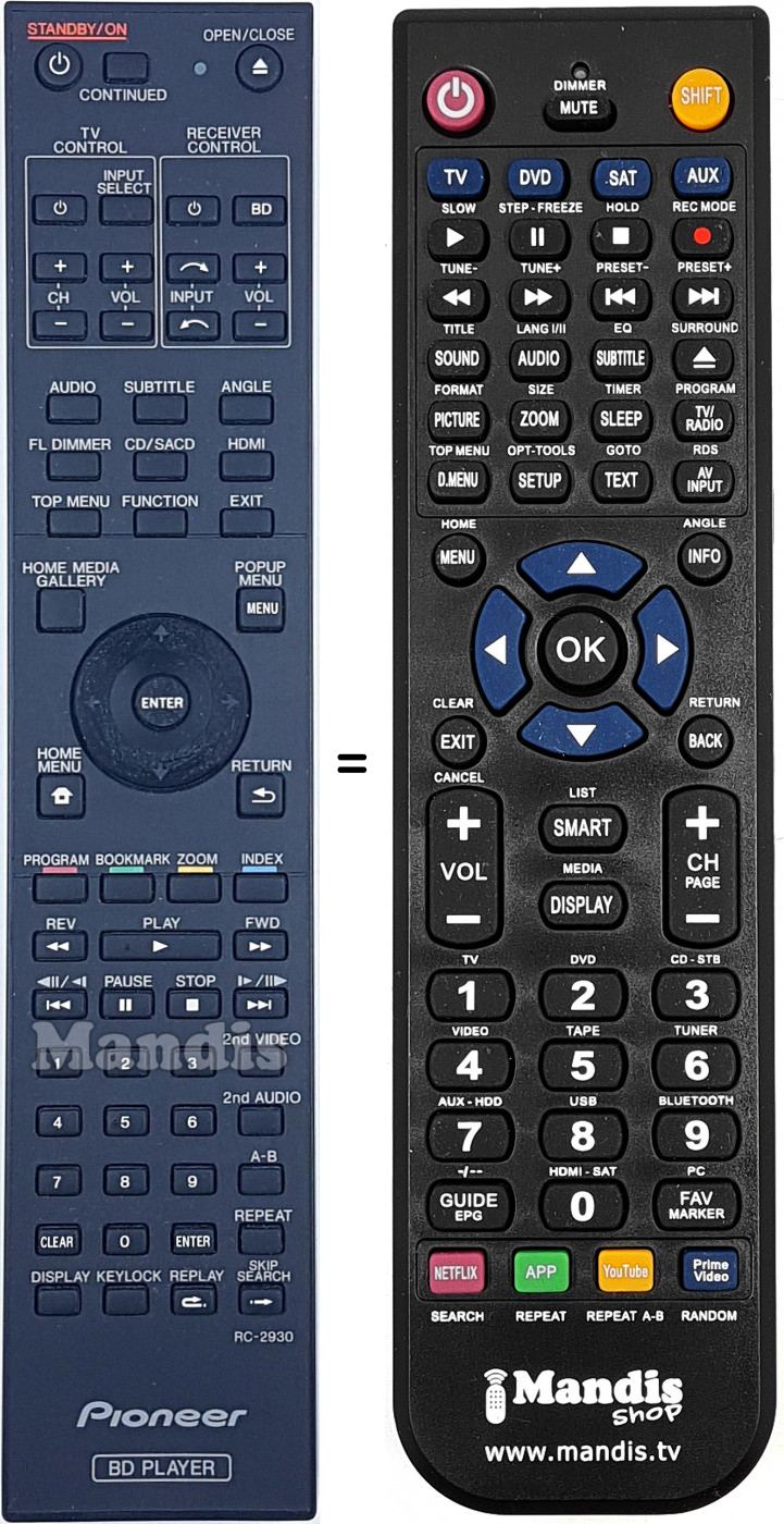 Telecomando equivalente Pioneer RC-2930