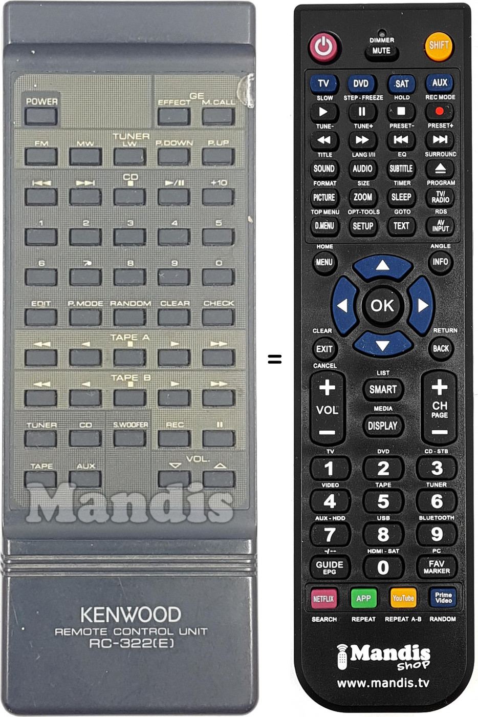 Telecomando equivalente RC-322E