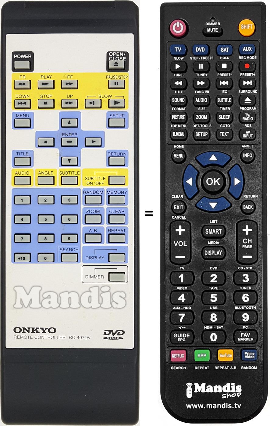 Telecomando equivalente RC-407DV