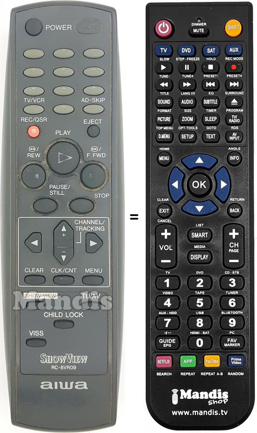 Telecomando equivalente RC-8 VR 09