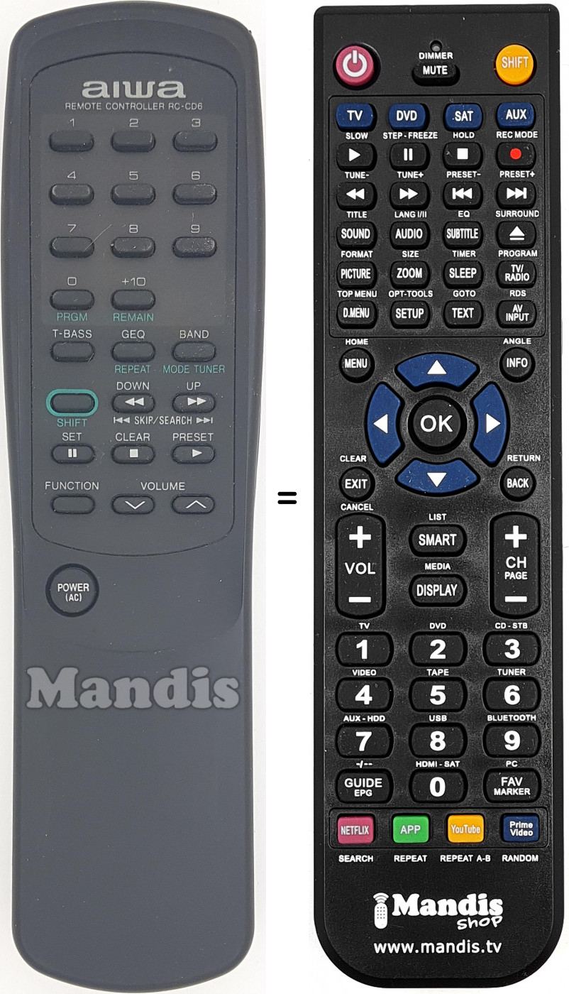 Telecomando equivalente RC-CD6