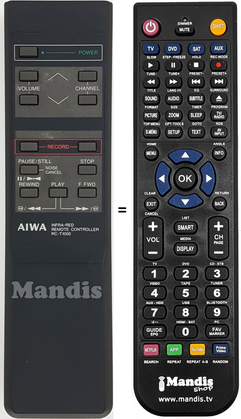Telecomando equivalente RC-T 1000