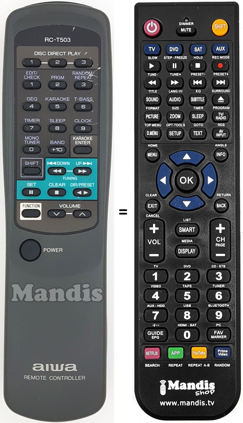 Telecomando equivalente RC-T 503