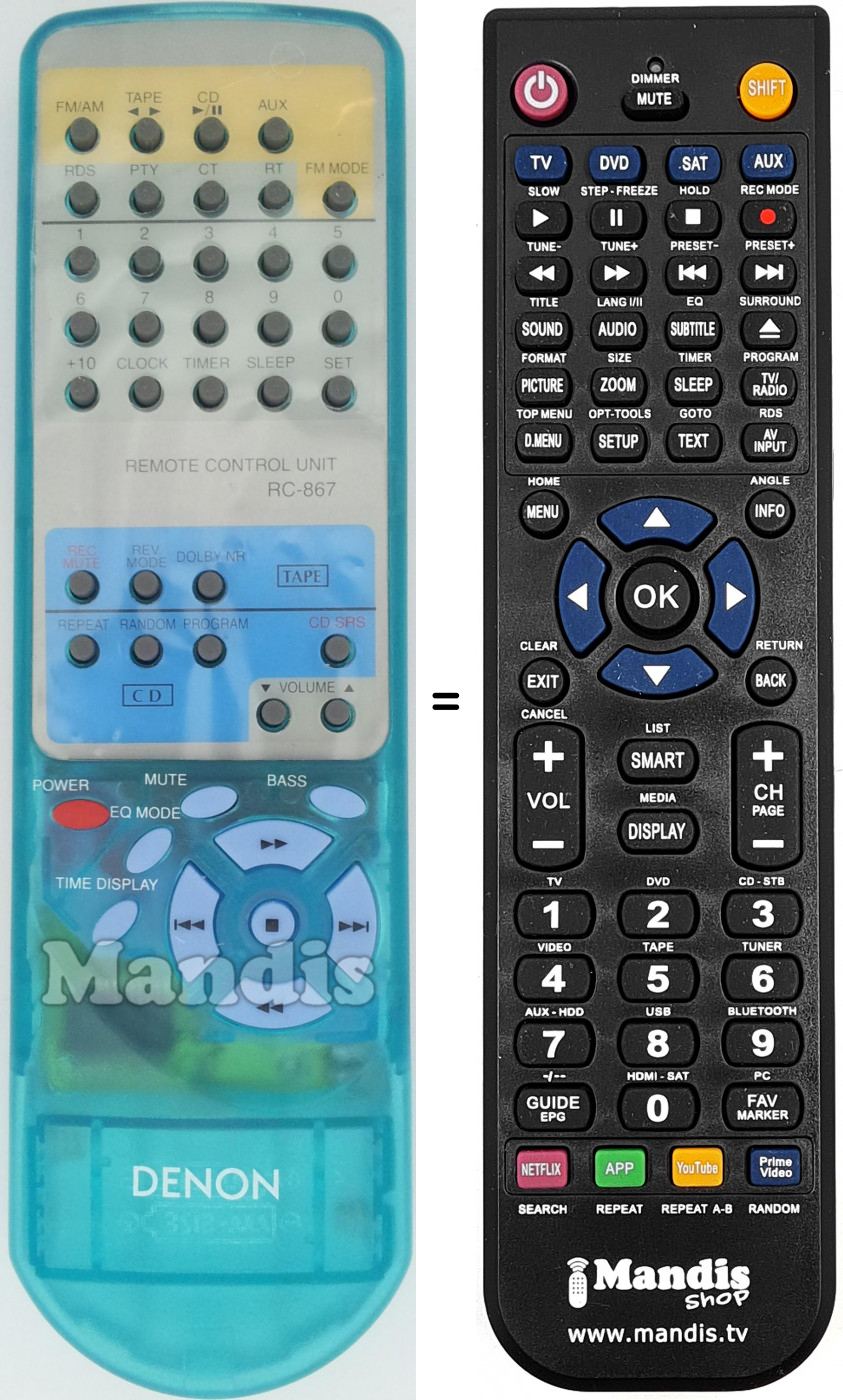 Telecomando equivalente RC867