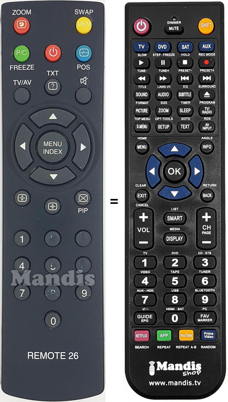 Telecomando equivalente Daewoo REMOTE26