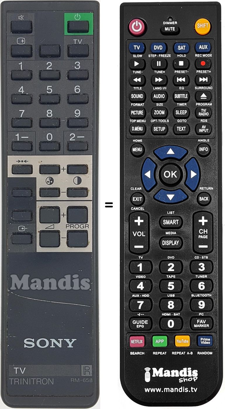 Telecomando equivalente Sony RM 658