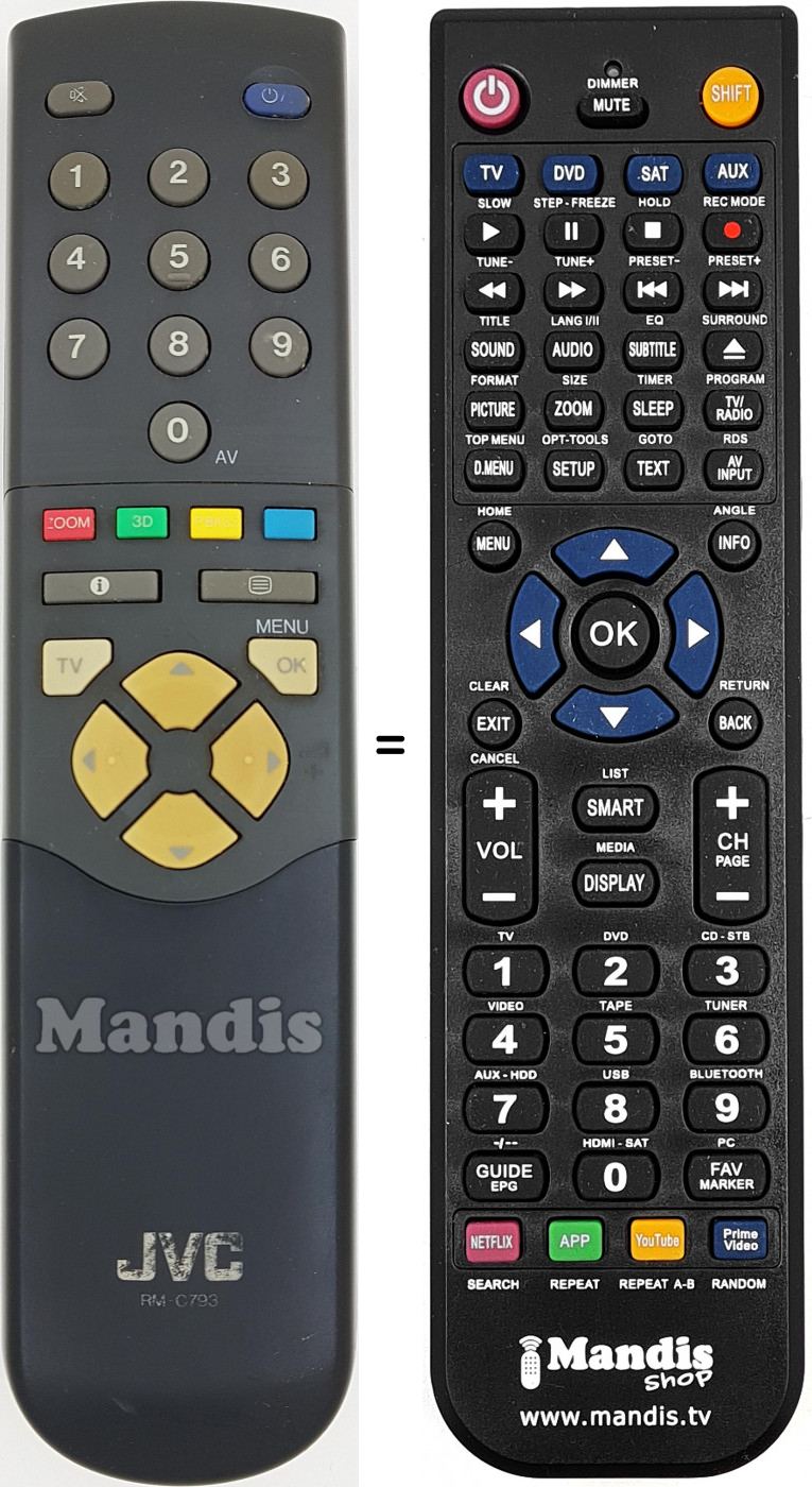 Telecomando equivalente JVC RM-C 793