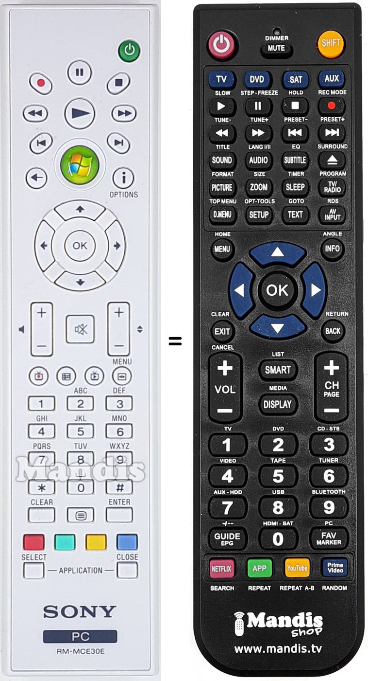 Telecomando equivalente RM-MCE30E