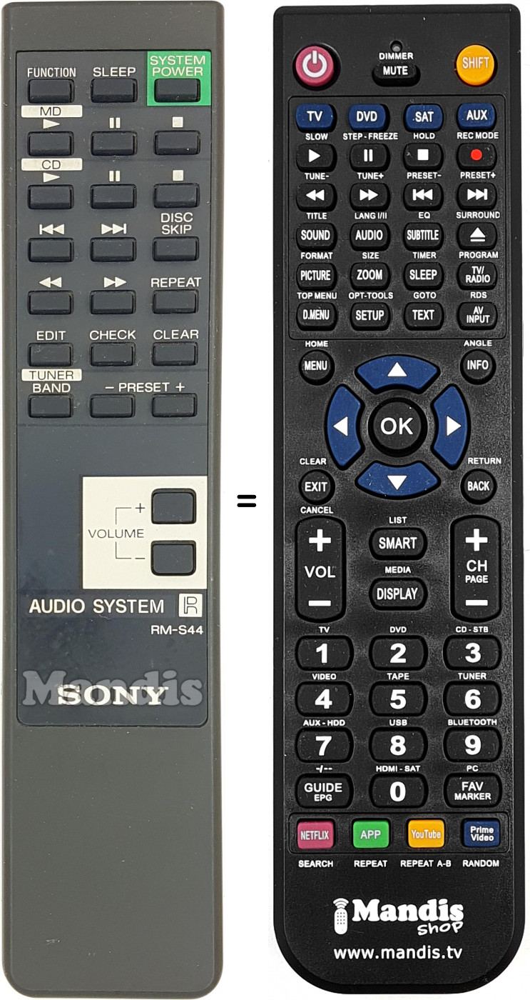 Telecomando equivalente RM-S44