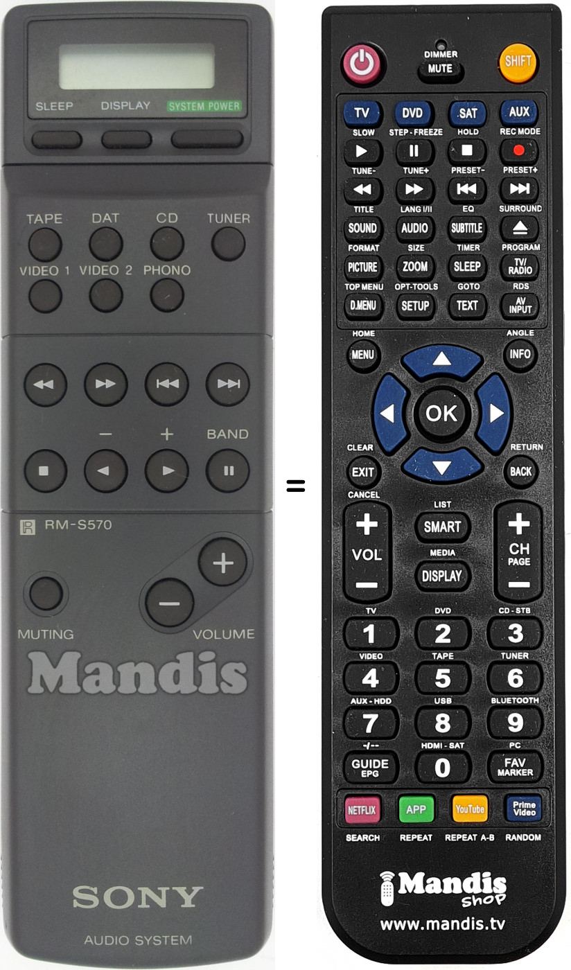 Telecomando equivalente Sony RM-S570