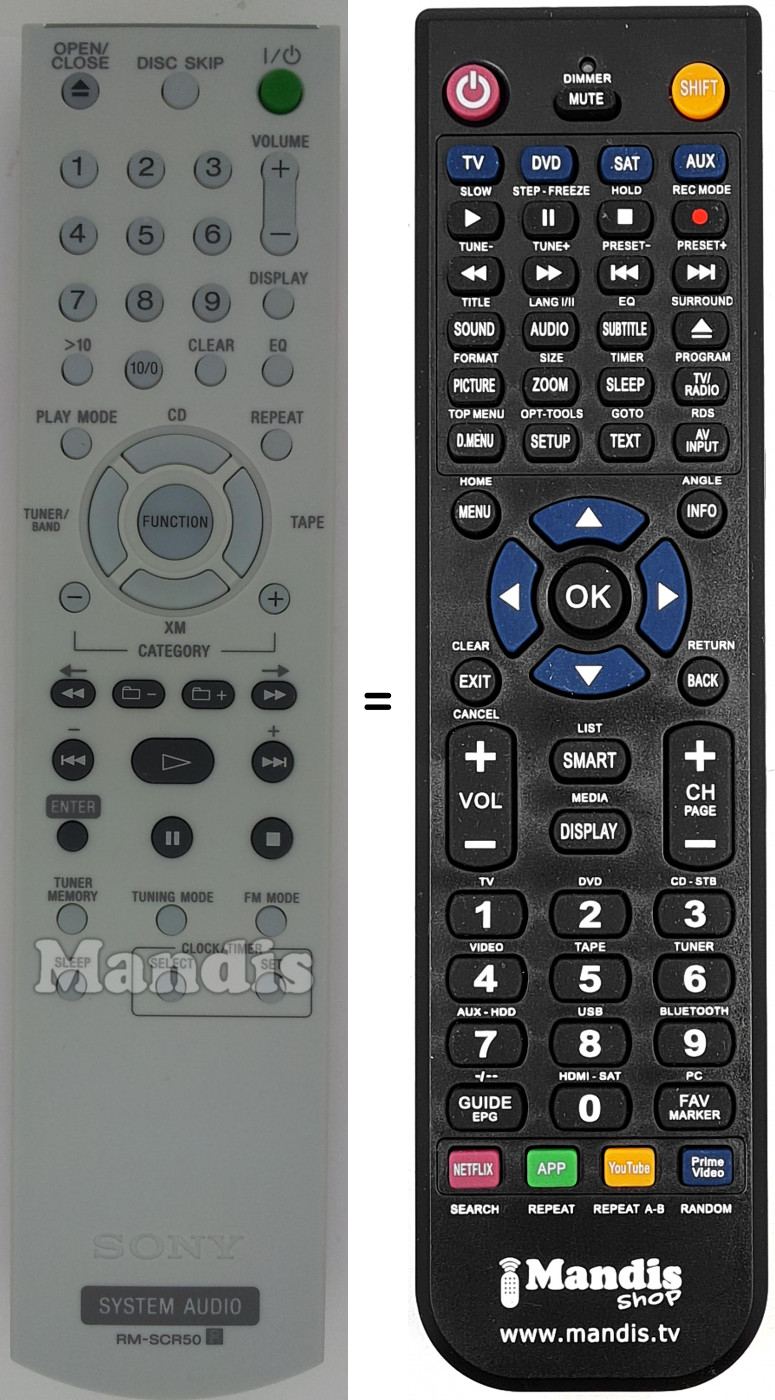 Telecomando equivalente RM-SCR50