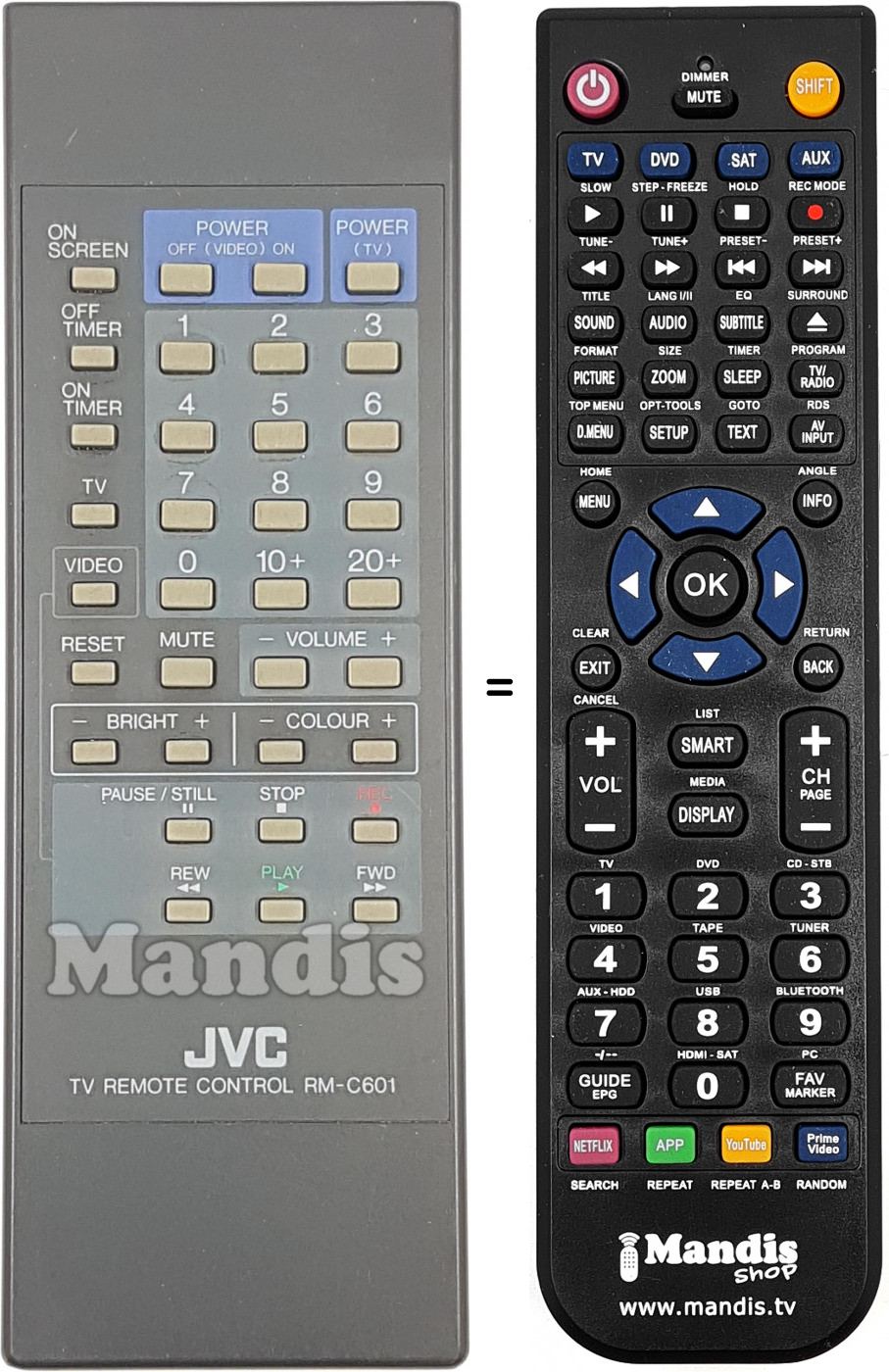 Telecomando equivalente JVC RM-C601