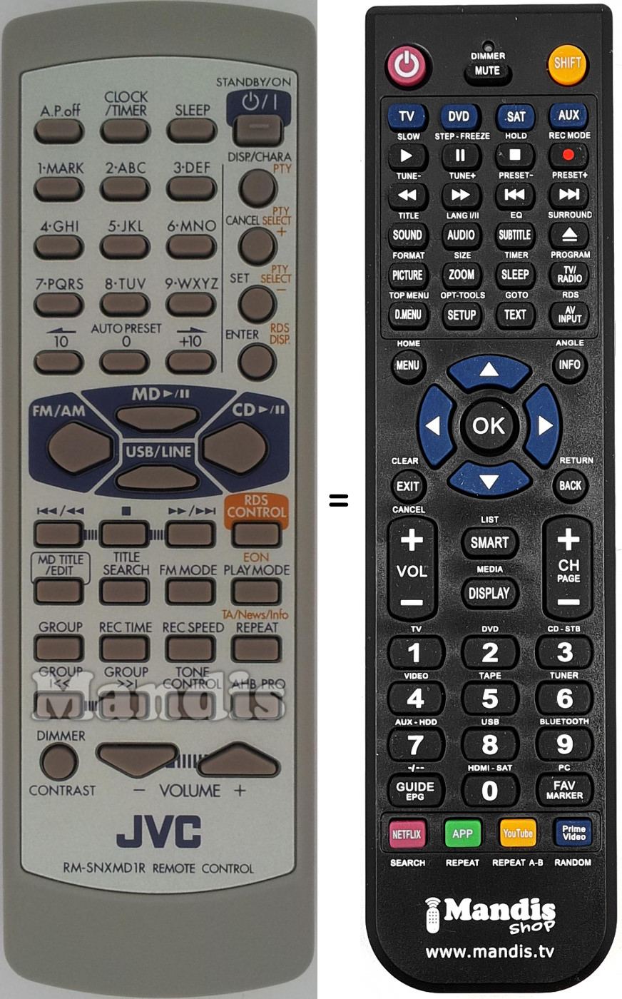 Telecomando equivalente JVC RM-SNXMD1R