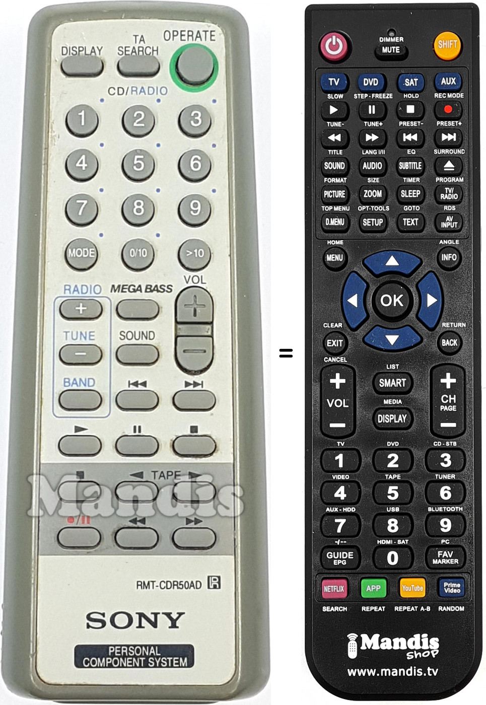 Telecomando equivalente RMT-CDR50AD