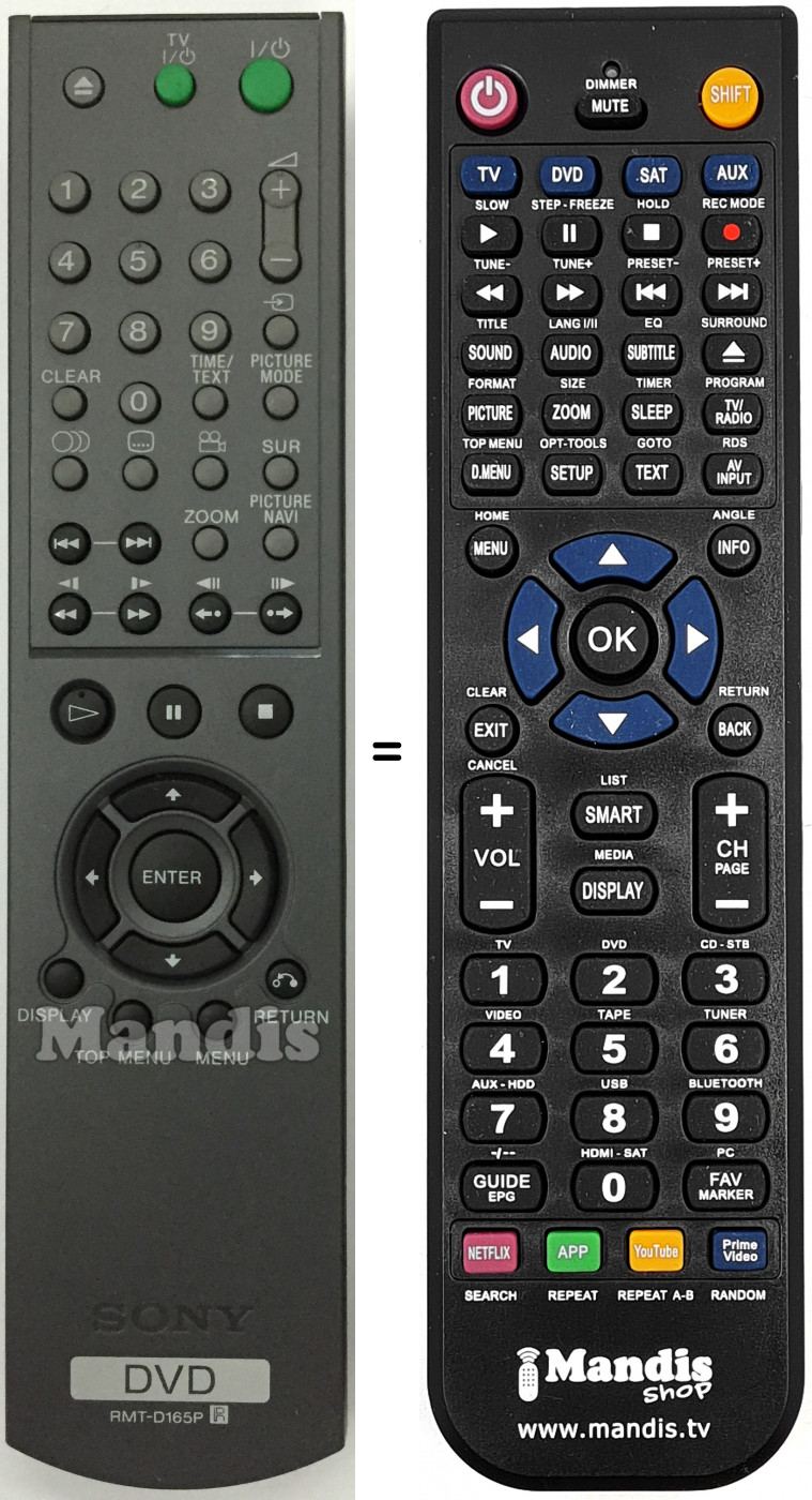 Telecomando equivalente RMTD165P