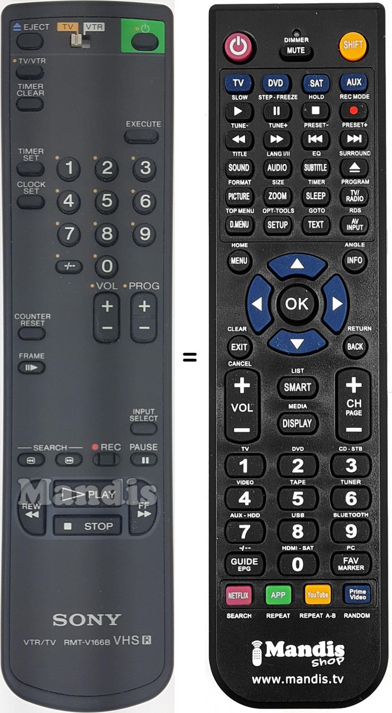 Telecomando equivalente RMT-V166B