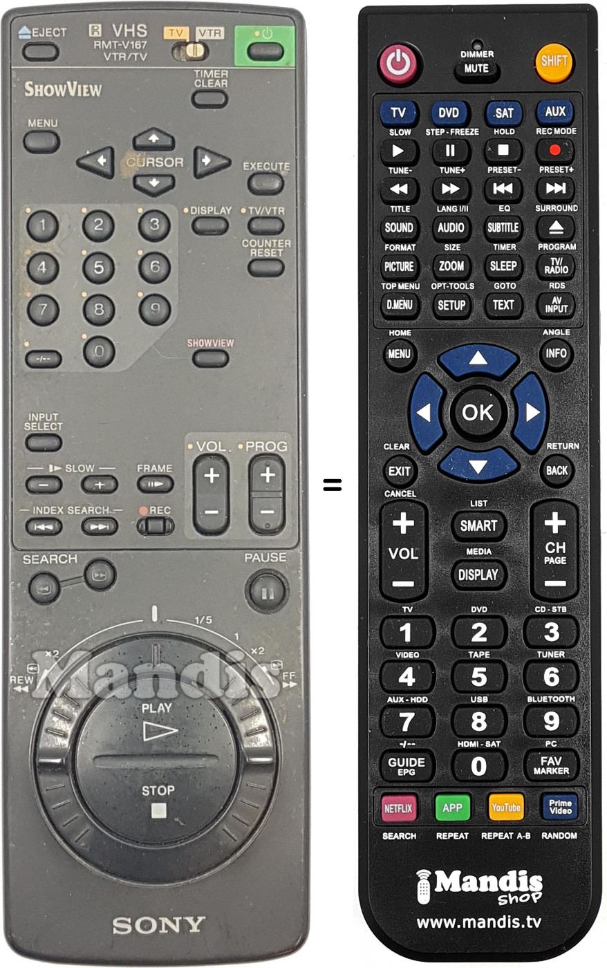 Telecomando equivalente Sony RMT-V167