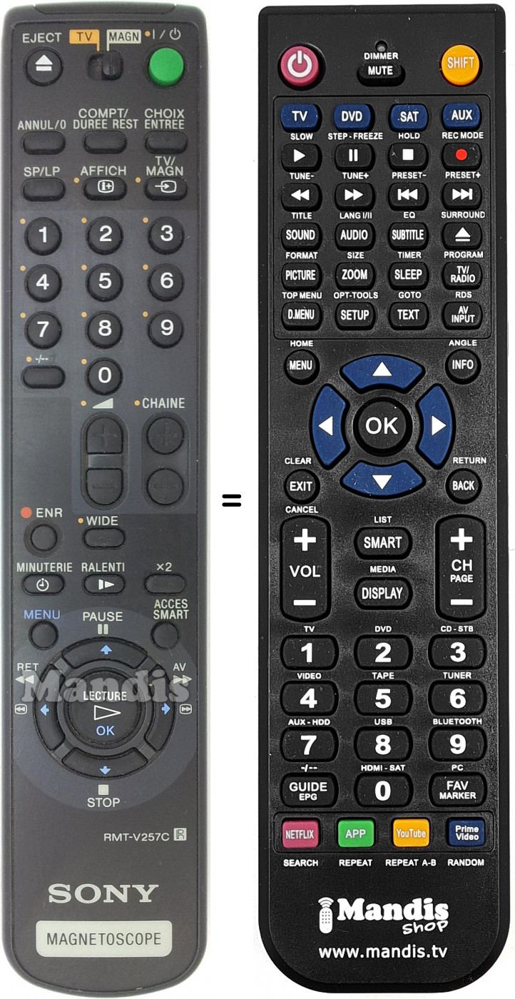 Telecomando equivalente RMT-V257C