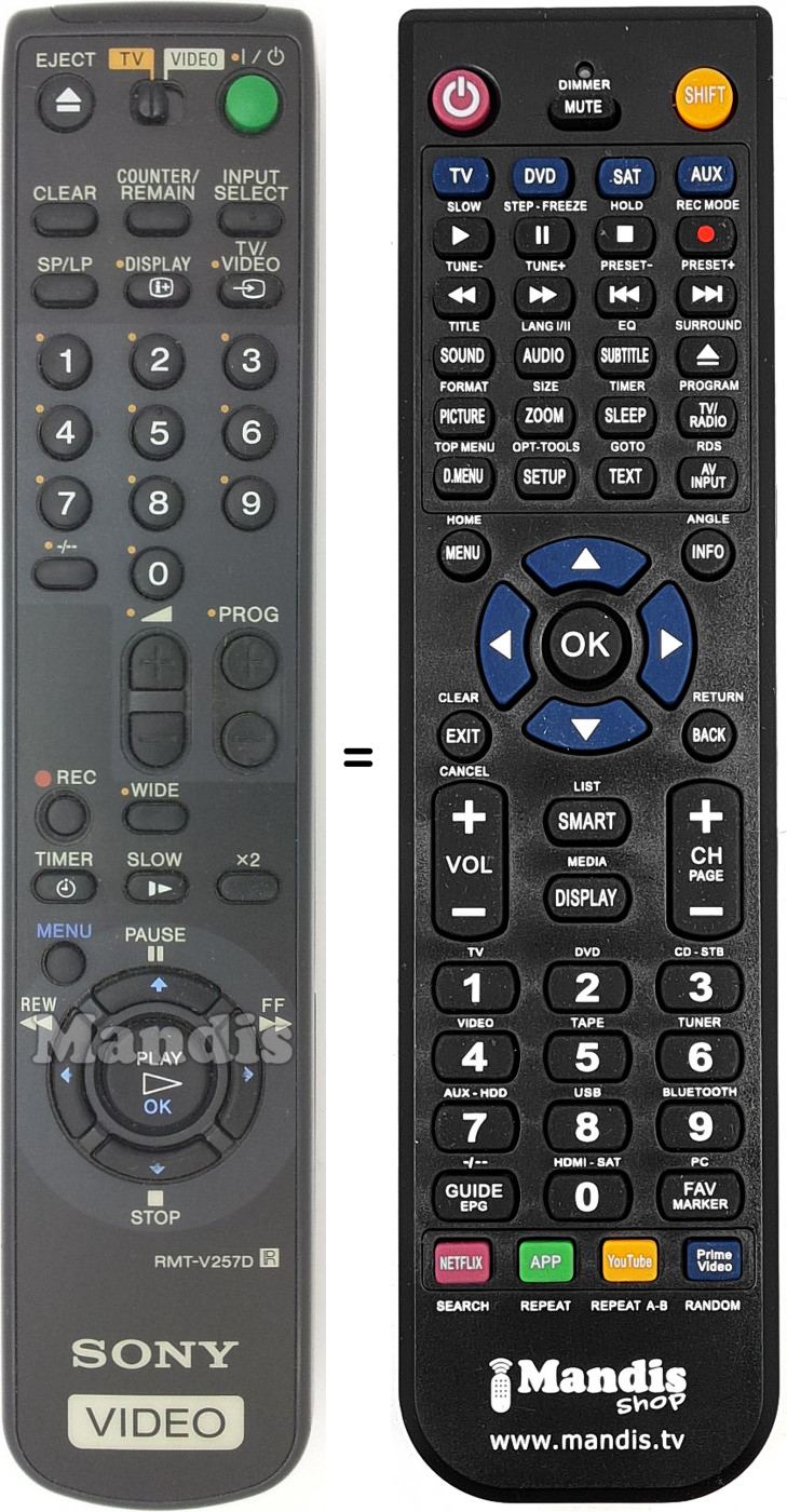Telecomando equivalente RMT-V257D