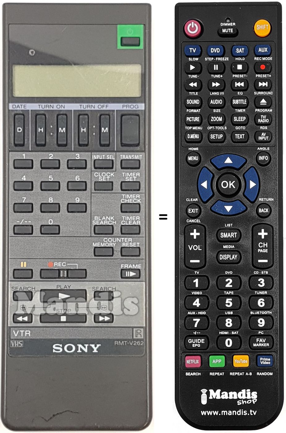 Telecomando equivalente RMT-V262