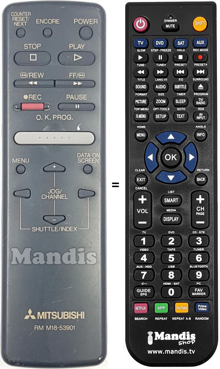 Telecomando equivalente RM M18-53901 Telecomando equivalente RM M18-53901