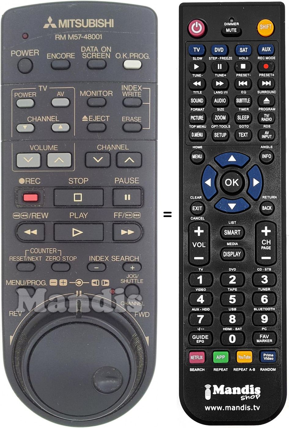 Telecomando equivalente RM M57-48001 Telecomando equivalente RM M57-48001