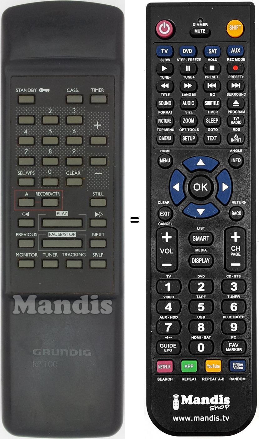 Telecomando equivalente Grundig RP 100