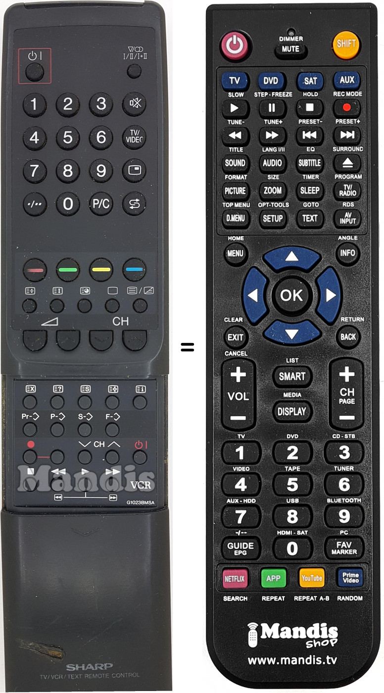 Telecomando equivalente Sharp RRMCG1023BMSA