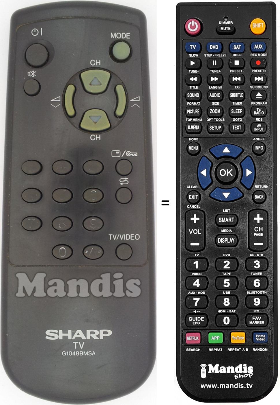 Telecomando equivalente Sharp G1048BMSA