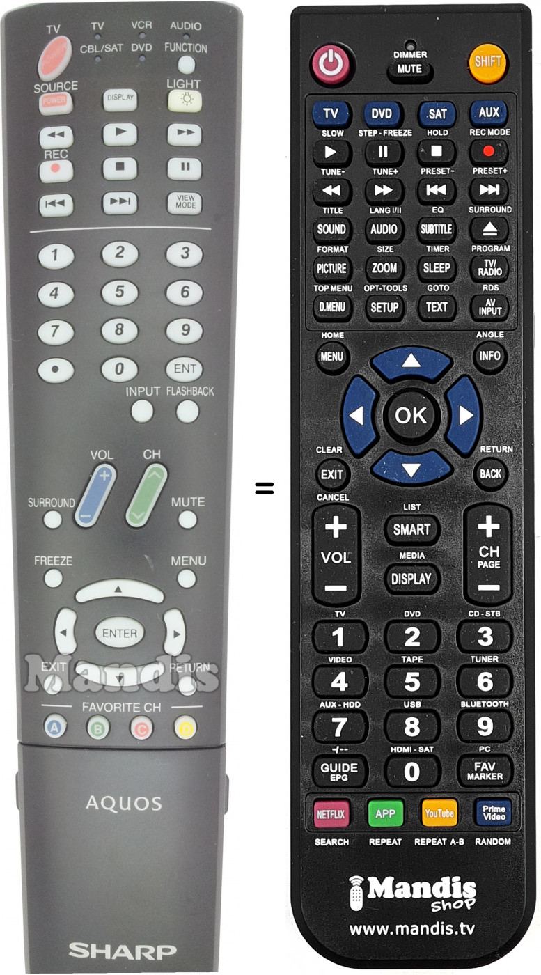 Telecomando equivalente Sharp GA535WJSA