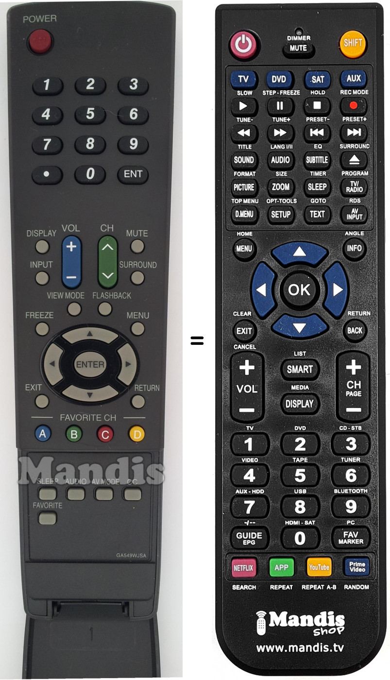 Telecomando equivalente Sharp GA549WJSA