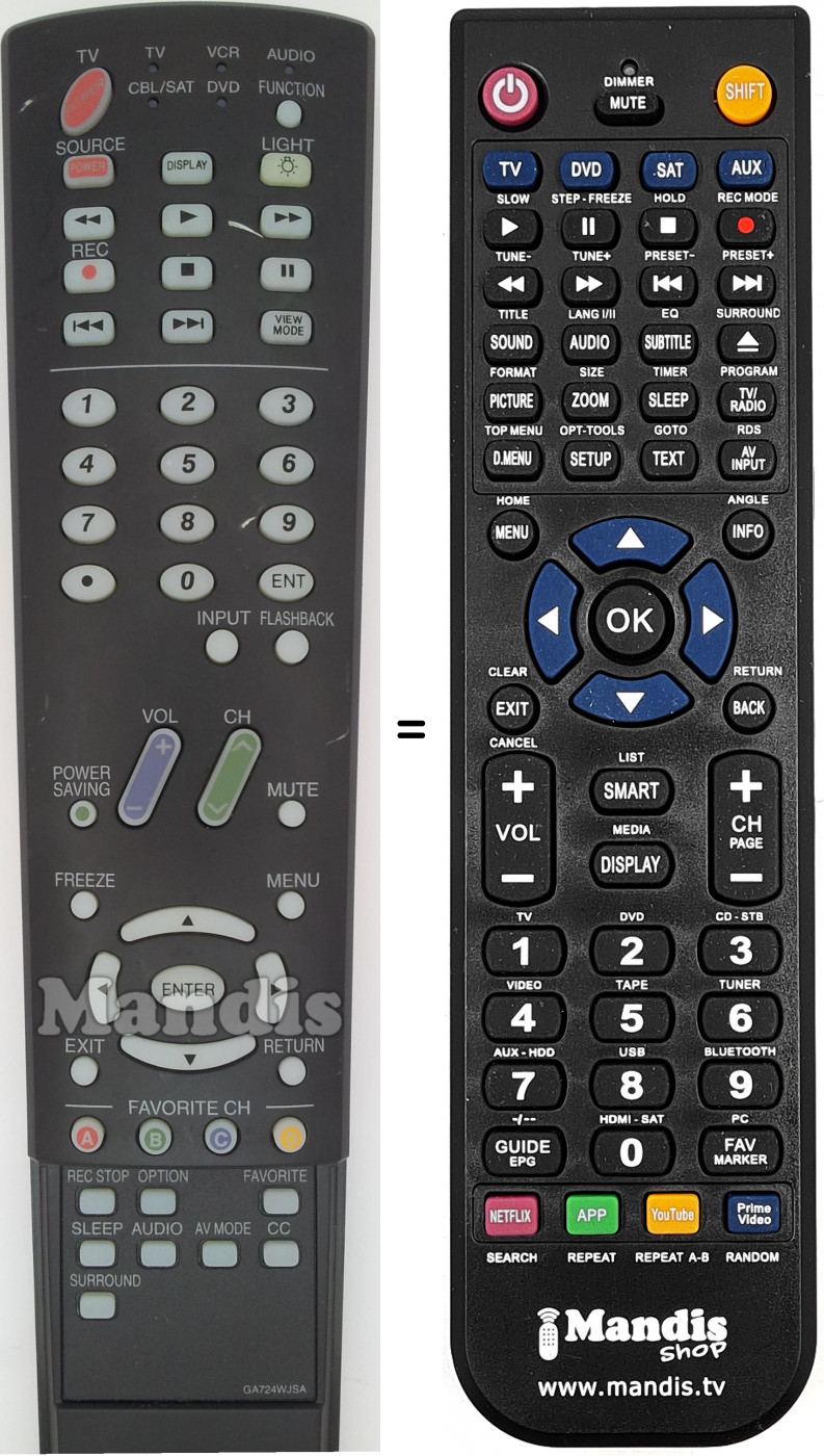Telecomando equivalente Sharp GA724WJSA