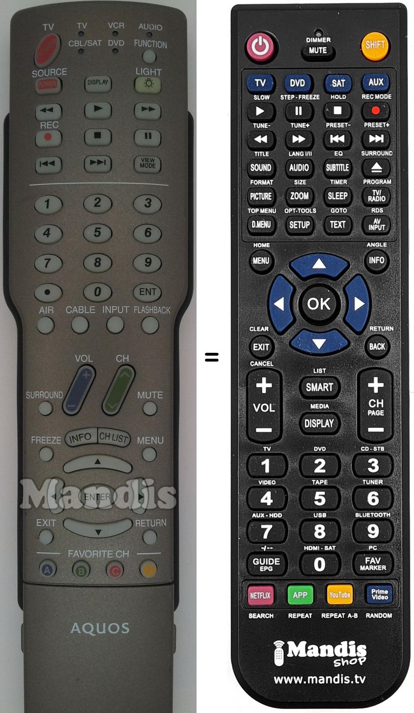 Telecomando equivalente Sharp GA468WJSA