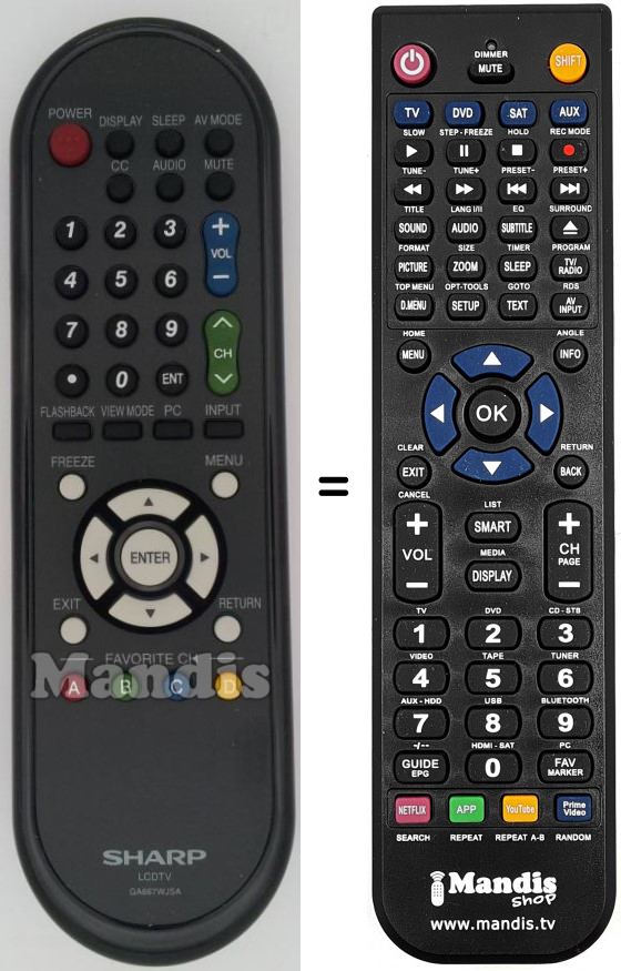 Telecomando equivalente Sharp GA667WJSA
