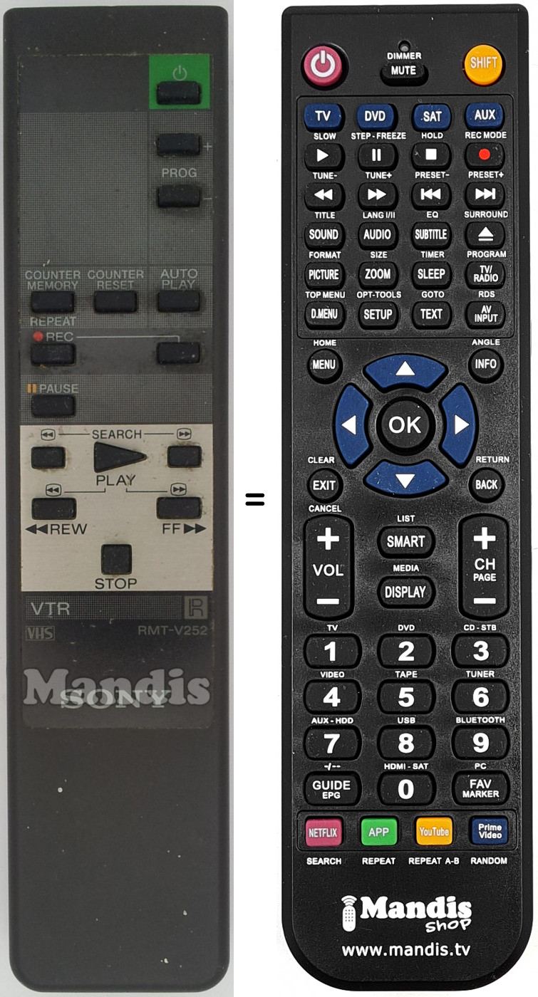 Telecomando equivalente RMT-V252