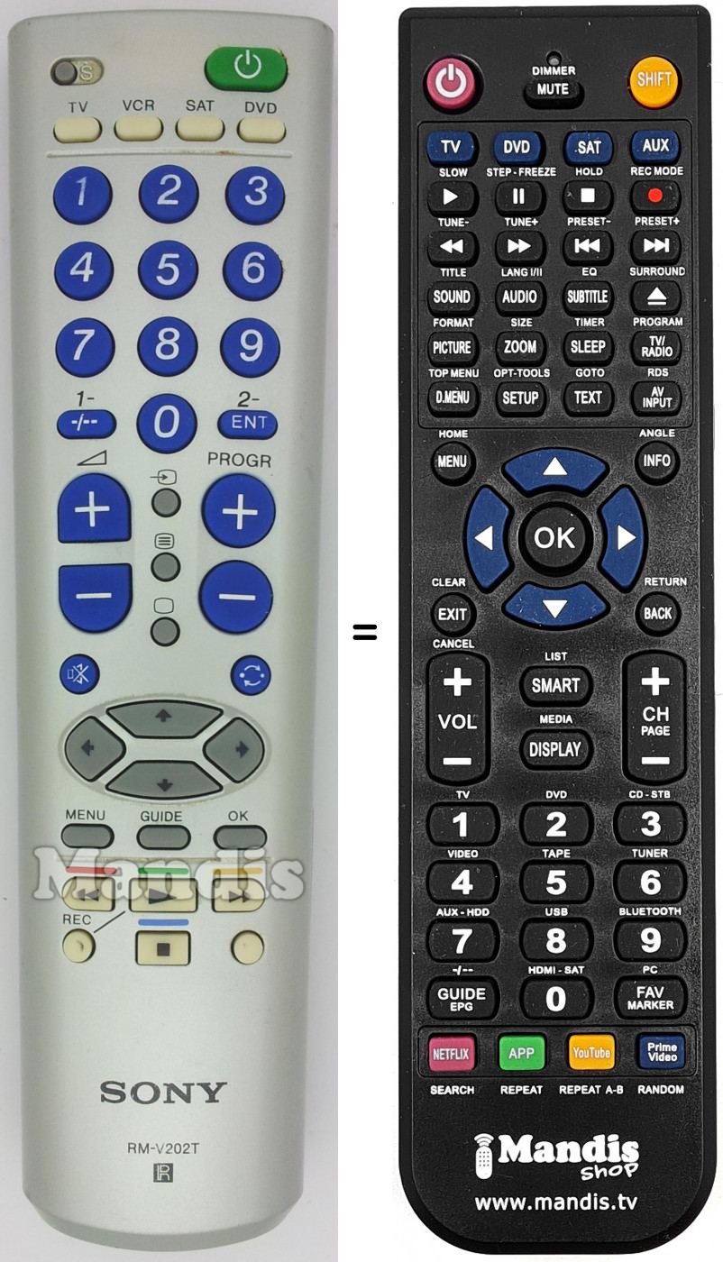 Telecomando equivalente RM-V202T