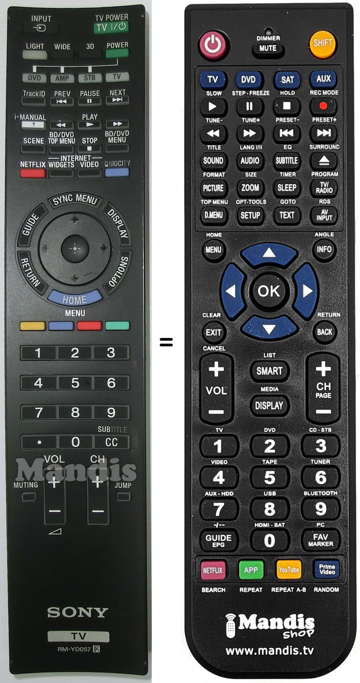 Telecomando equivalente RMYD057
