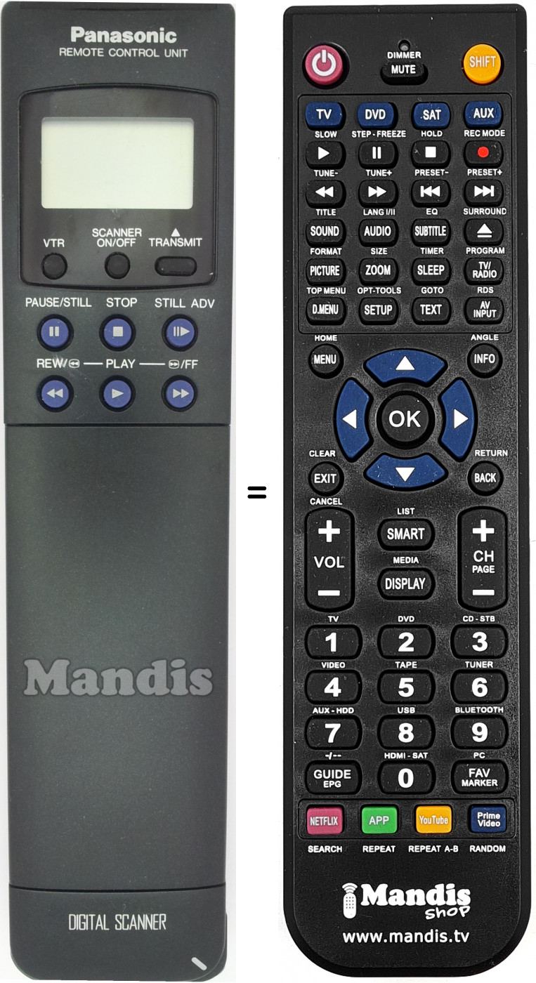 Telecomando equivalente Panasonic VEQ 1253