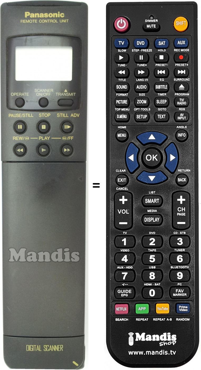 Telecomando equivalente Panasonic VEQ1473