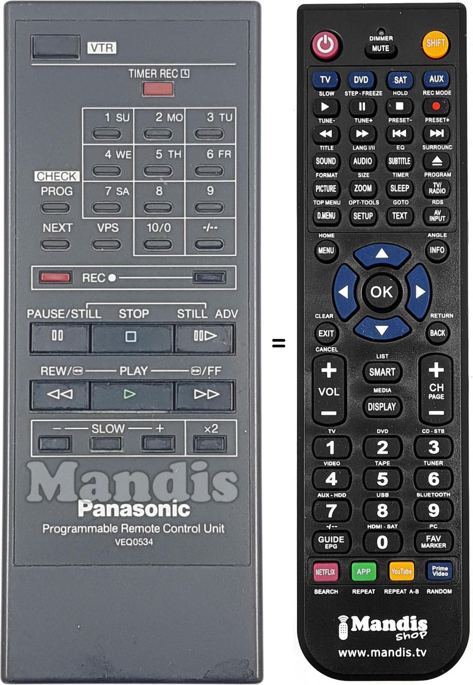 Telecomando equivalente Panasonic VEQ0534