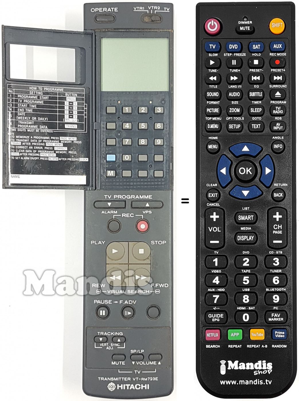 Telecomando equivalente Hitachi VT-RM 723 E
