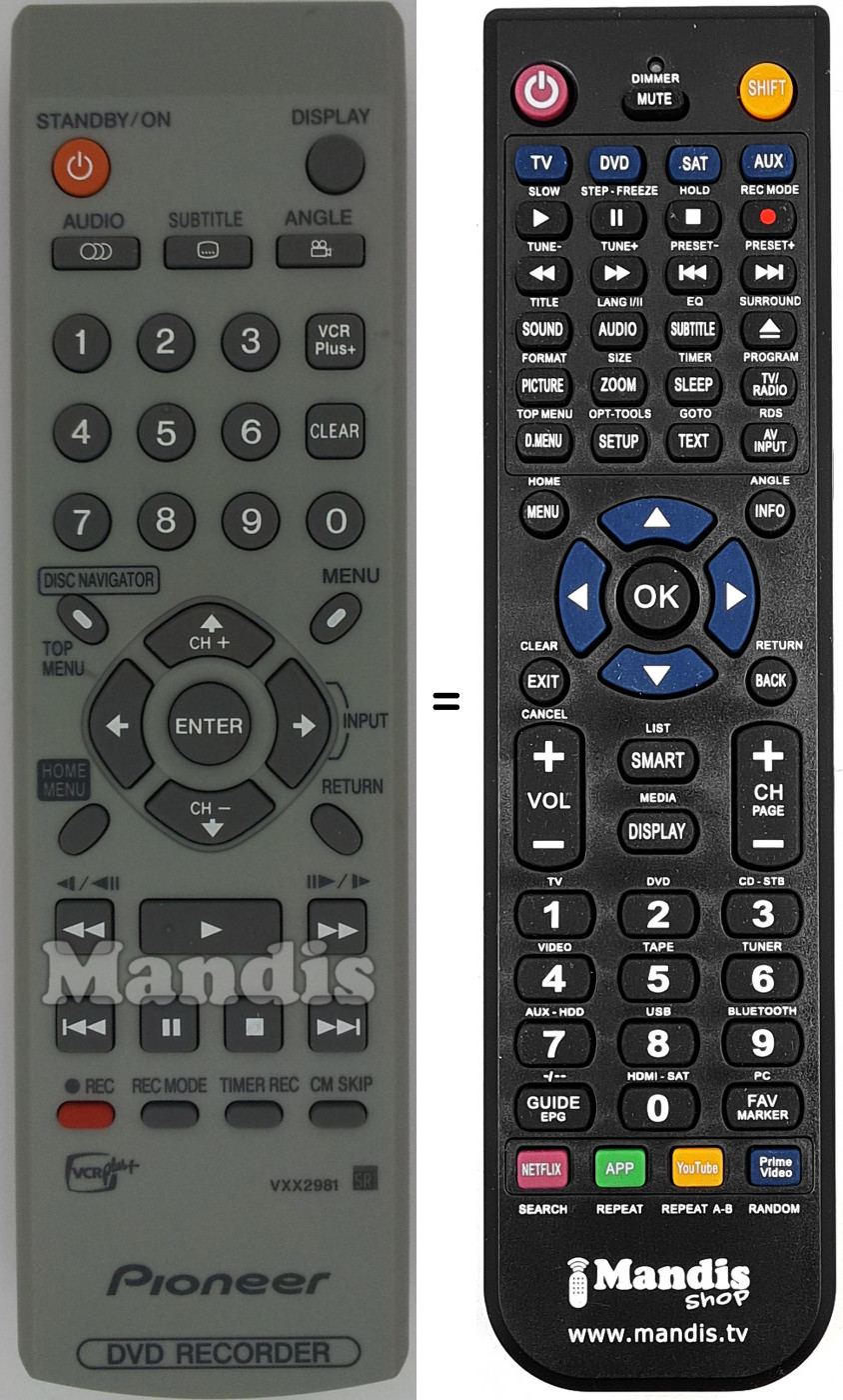 Telecomando equivalente VXX2981