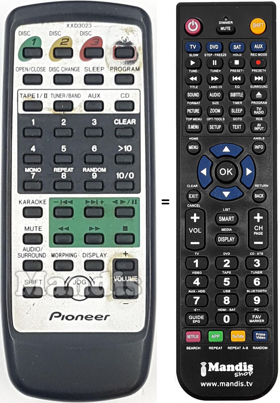Telecomando equivalente XXD3023