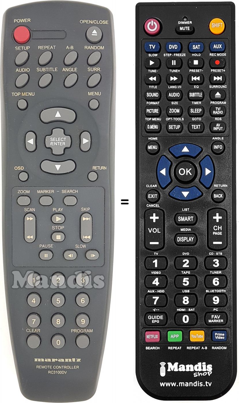 Telecomando equivalente RC3100DV