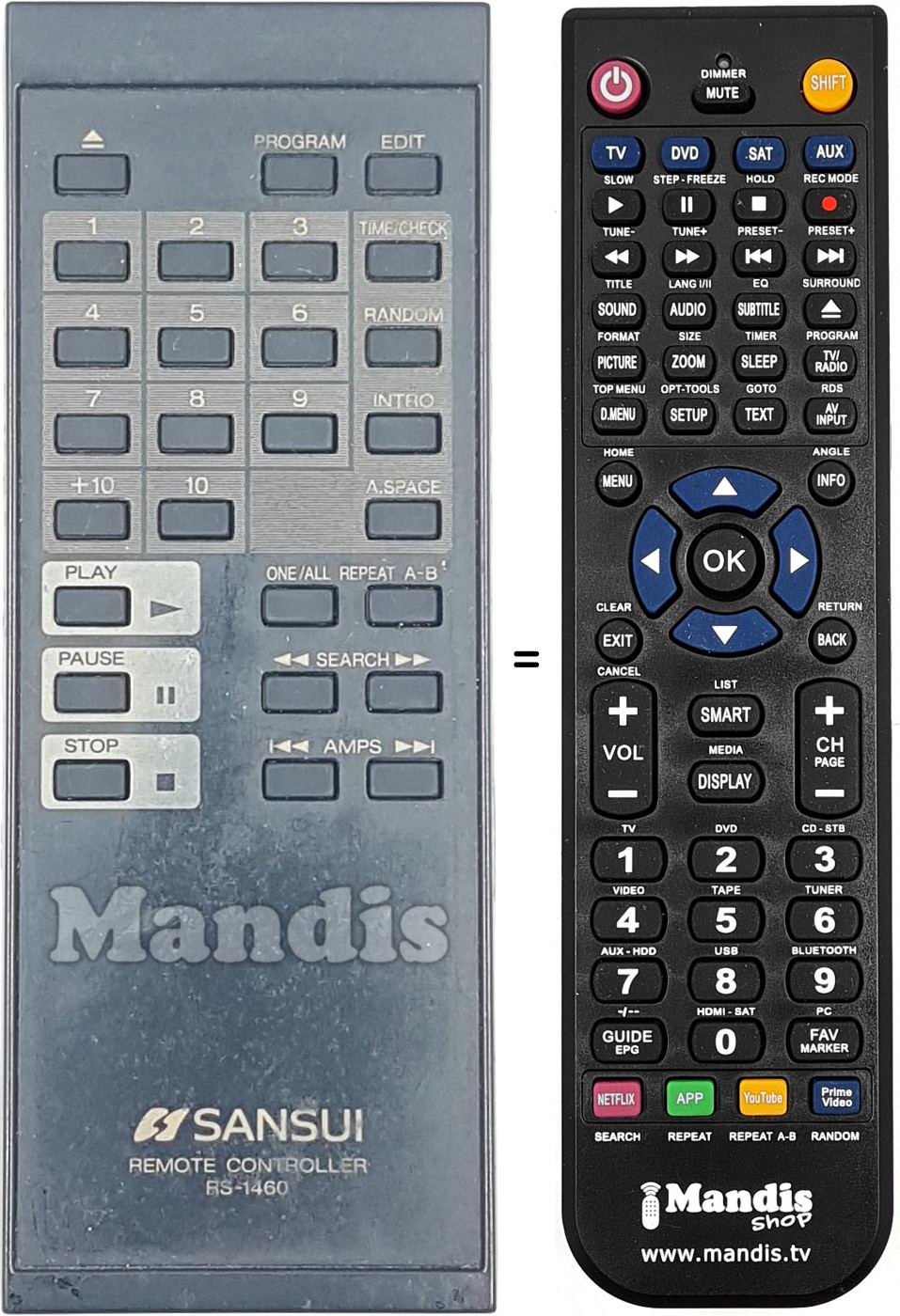 Telecomando equivalente Sansui RS-1460